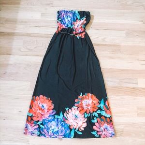 Strapless Floral Maxi Dress